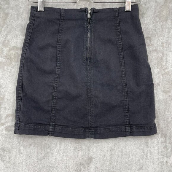 Free People Modern Femme Mini Skirt Black Stretch Denim Indie Sleaze - Picture 3 of 10